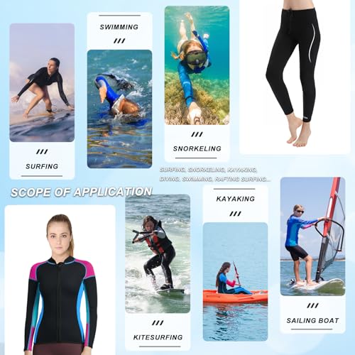 Chaqueta y Pantalones de Traje de Neopreno para Mujer de 2 mm, Manga Larga, para Natación, Surf, Buceo y Snorkel miniatura 2
