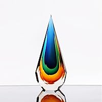 YaoYuan Handmade Murano Glass Teardrop Sculpture - Unique Hand-Blown Paperweight for Elegant Home Decor