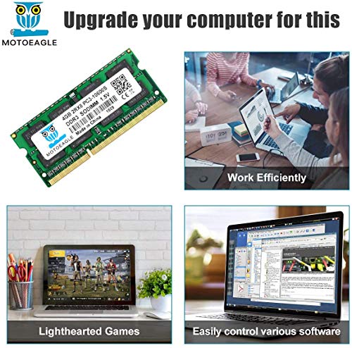 Image of Motoeagle DDR3 1333MHz SODIMM 4GB 2Rx8 PC3-10600 10600S 204 Pin 1.5V Laptop RAM Memory