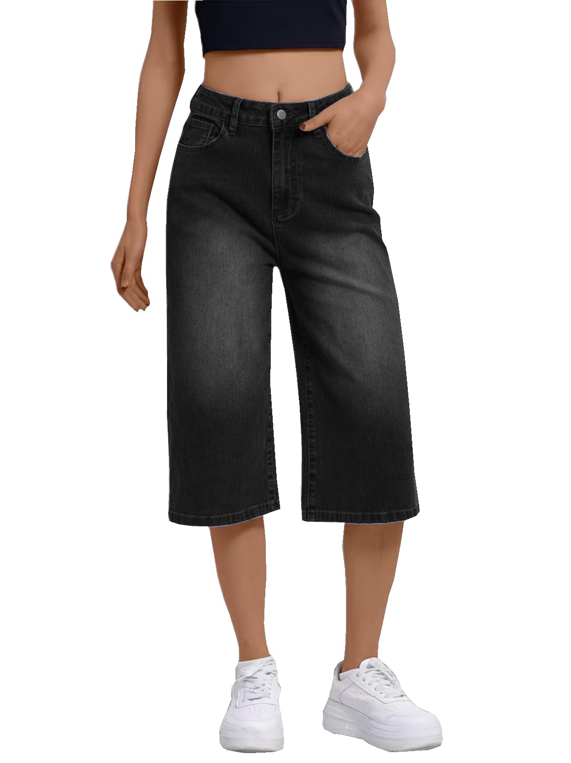 nifty Women's Denim Stretchable Baggy Fit Capris-picture-5