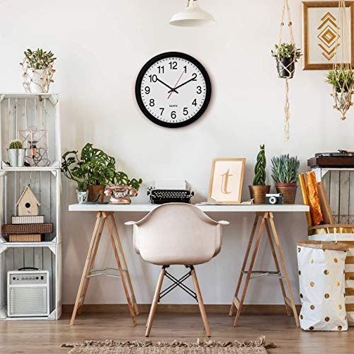 Image of Bernhard Products Black Wall Clock Silent Non Ticking - 16 Inch Extra Large Quality Quartz Battery Operated Round Easy to Read Home /Office /Business /Kitchen /Classroom /School Clocks