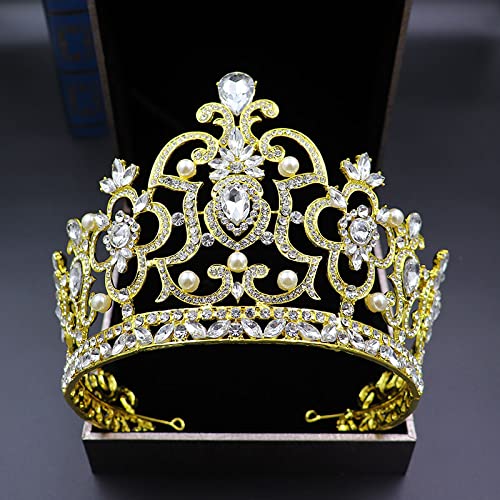 Tiara de boda para novia, princesa, diadema de novia, corona de novia, diamantes de imitación de cristal, decoración de joyería para el cabello para princesa, reina, niña, novia, cumpleaños,