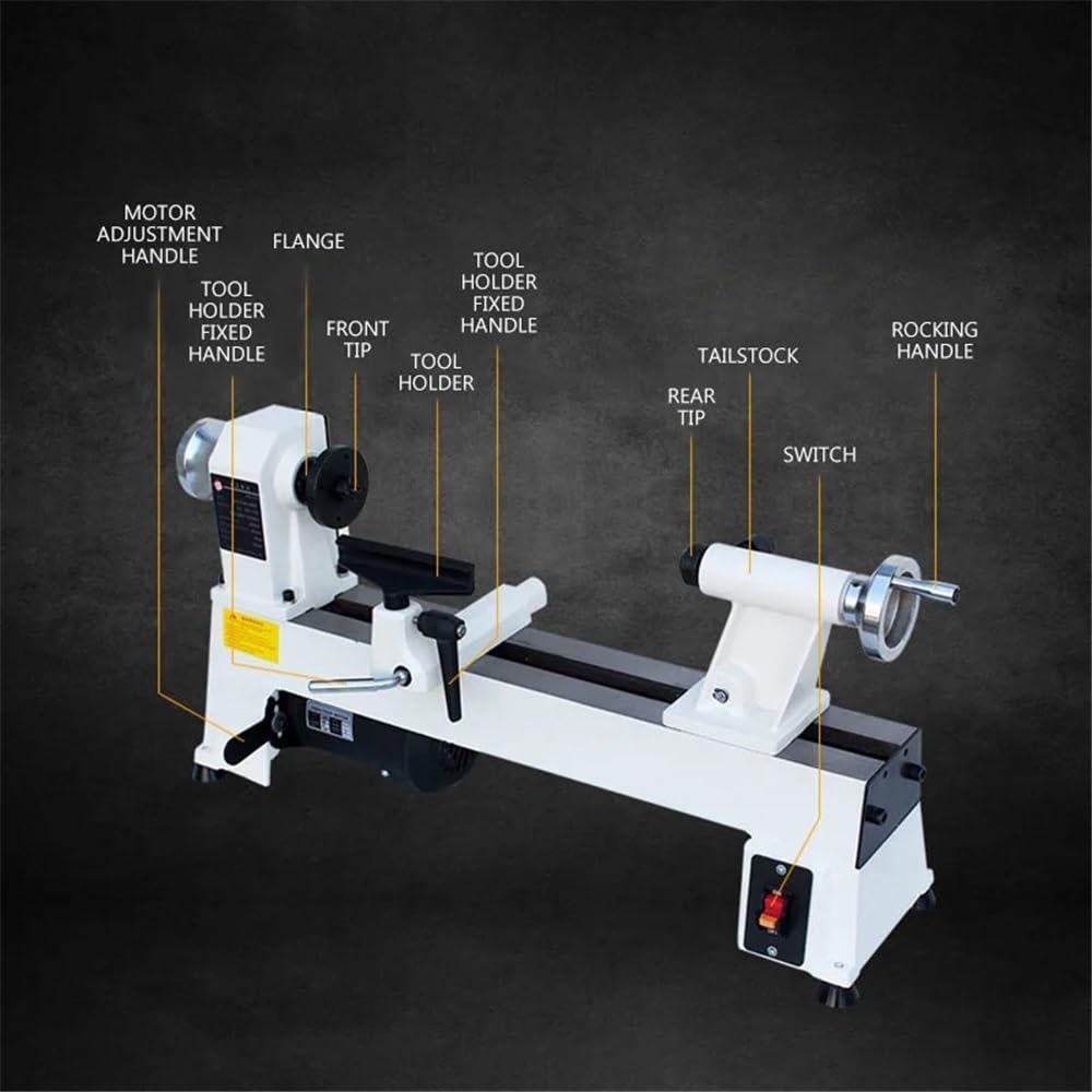 Torno de carpintería, torno en miniatura multifuncional for el hogar, máquina de hilado de madera, torno pequeño de cuentas