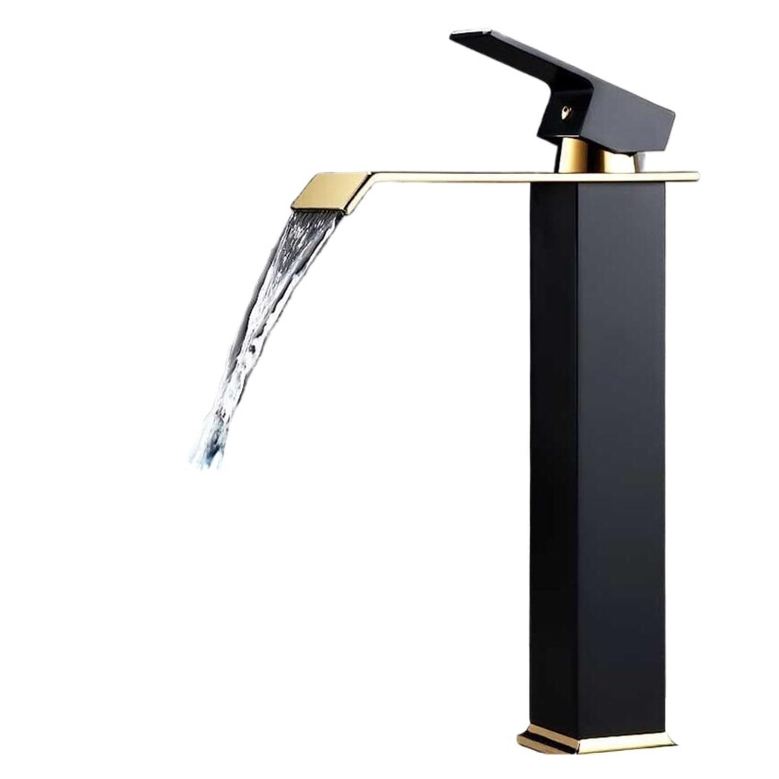 Laighjenbcf Tall A Faucet， Gold And Black Waterfall