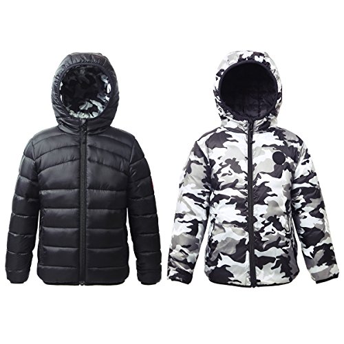 Rokka&Rolla Boys' Reversible Lightweight Puffer Jacket Hooded Water-Resistant Winter Coat4