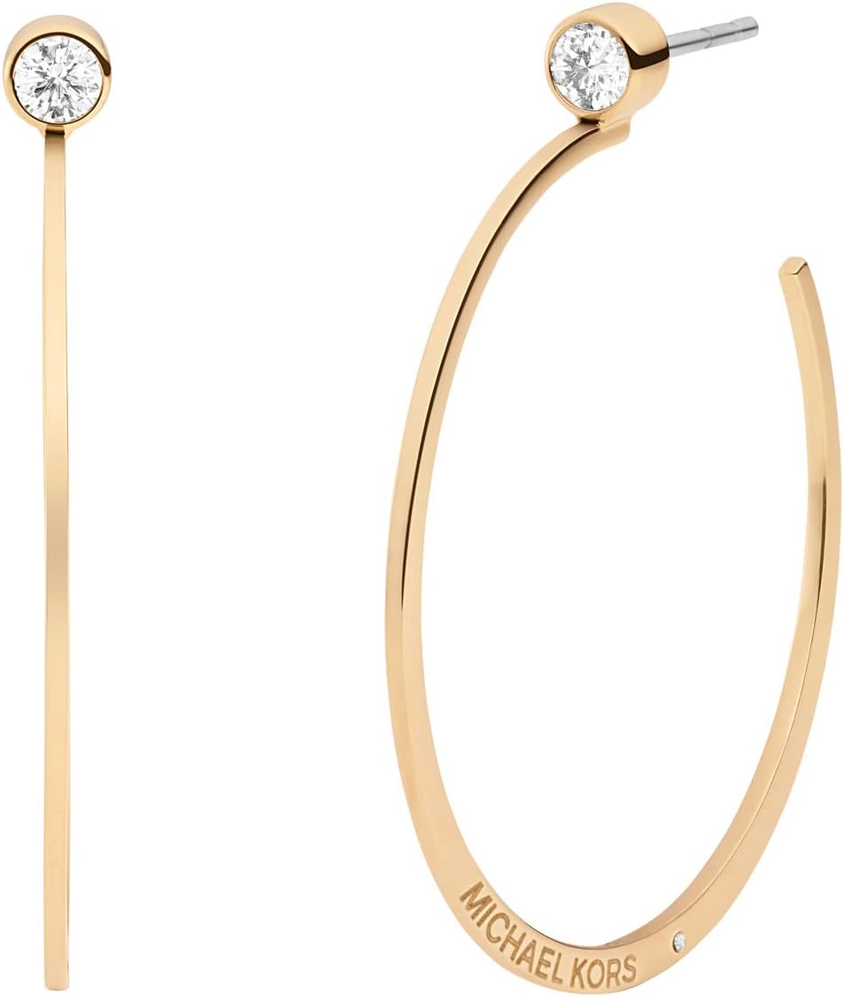 Stainless Steel MK Logo Hoop Earrings for Women
