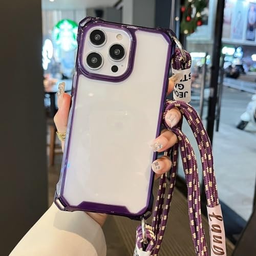 Étui rigide iPhone 11 Pro Max transparent antichoc avec collier cordon réglable