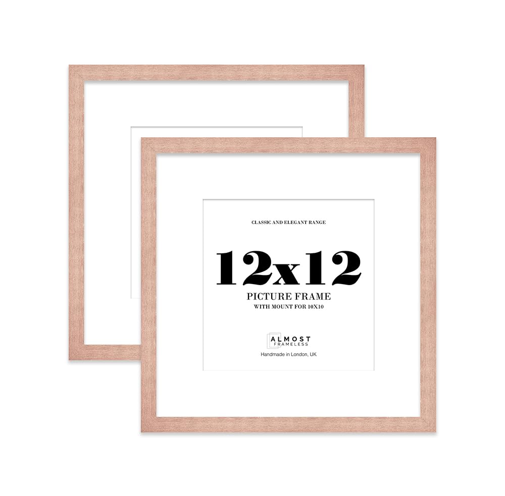 12x12 Bronze Picture Frame with Mount for 10x10 Photos, Prints - Modern Square Wall Frame, Set of 2