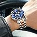OLEVS Blue Watches for Men Watch Mens Gold and Silver Stainless Steel Watches for Men Big Face Luxury Watch Quartz Reloj para Hombre