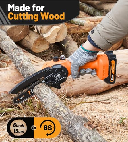 Image of Tietoc Mini Chainsaw 6 Inch Cordless, Portable Electric Chain Saw Small Handheld Battery Powered Super Saws