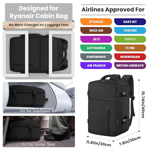 Sac Cabine Ryanair 40X30X20 : OTAHGK Bagage Cabine 40 x 30 x 20 pour Ryanair, Sac à Dos de Voya... – Image 2