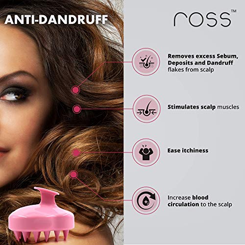 Image of Ross Hair Scalp Massager Shampoo Brush with Soft Silicone Bristles Manual Head Massager, Pink