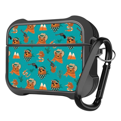 Image of MINGDAO Compatible with AirPods Pro 3 (2025) Case, Stylish PU Leather Design and TPU Shockproof Protective Cover Case with Keychain, Bears MD7451