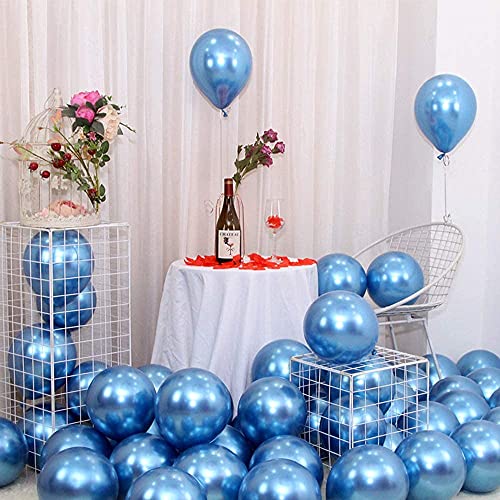 Image of Toyshine Blue Metallic Balloons for Party 50 pcs 12 inch Thick Latex balloons for Birthday Wedding Engagement Anniversary Festival Picnic Family Party Decorations-Blue