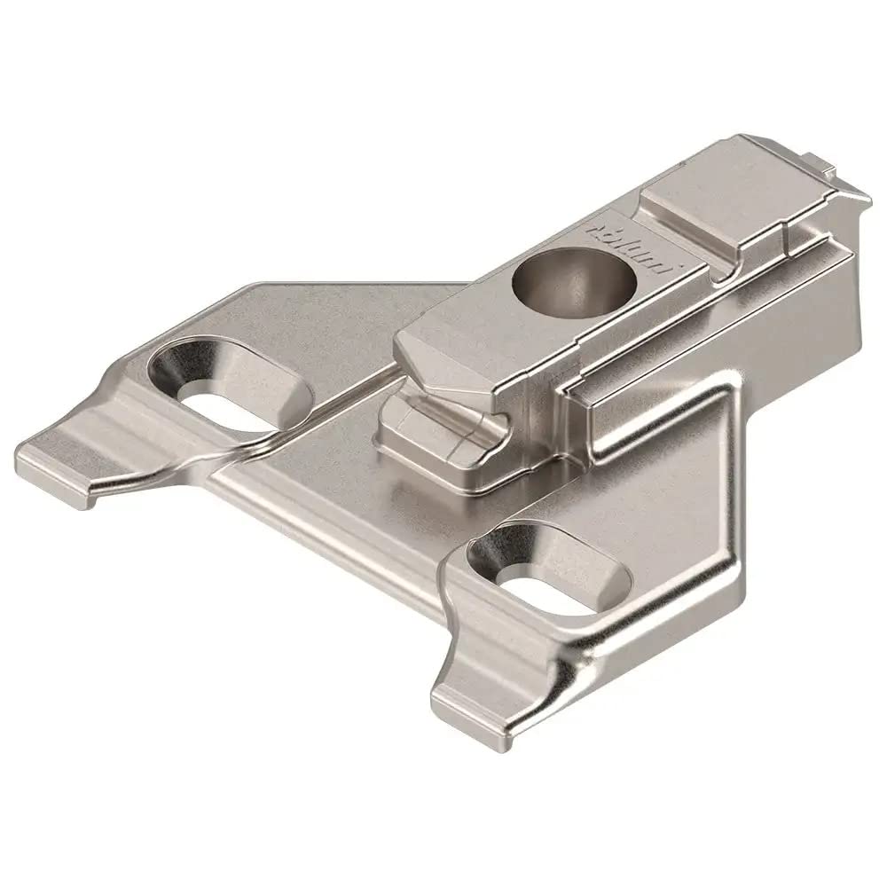 Blum3mm - Off-Center Mounting Plate - for Face Frame Cabinets - Screw-On - Compatible with Any Blum Clip-Top Hinges - Adjustable Height - Nickel-Plated - Zinc Die-Cast (4 - Plates)