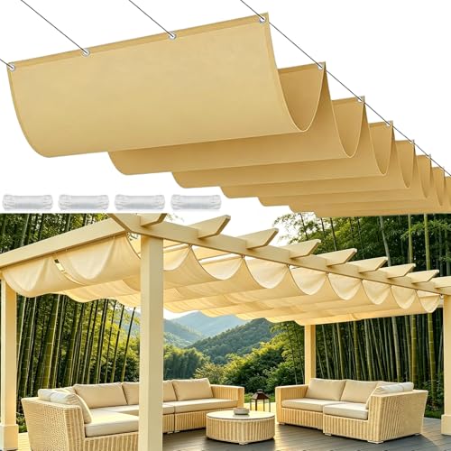 Voile d'ombrage rétractable jaune sable 110x500 cm imperméable - 2