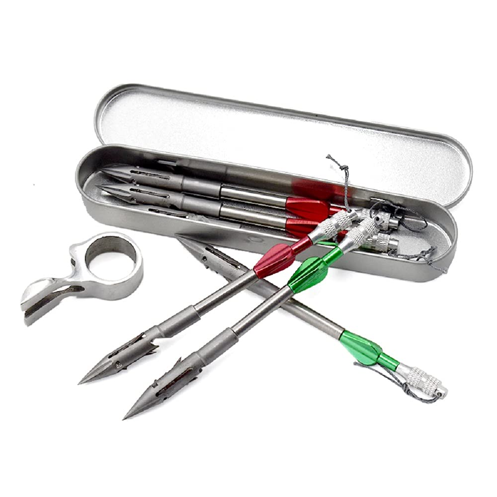 Piaoyu Stainless Fishing Slingshot Broadheads Fish Darts Bowfishing Arrowhead Slingshot (Package2)