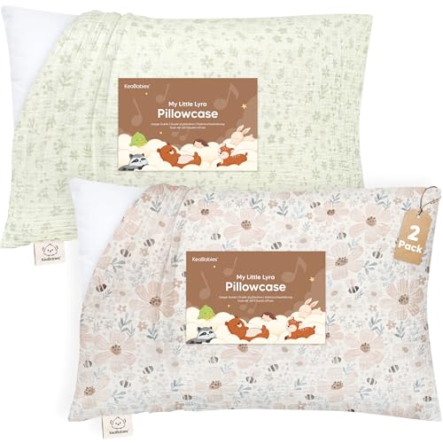 KeaBabies Muslin Toddler Pillowcase 13x18 Only 2-Pack Organic Cotton Muslin Pillow Case for Kids Girls Boys Small Travel Size Cover Soft & Breathable Toddler Pillow Sold Separately (Flora Vale)