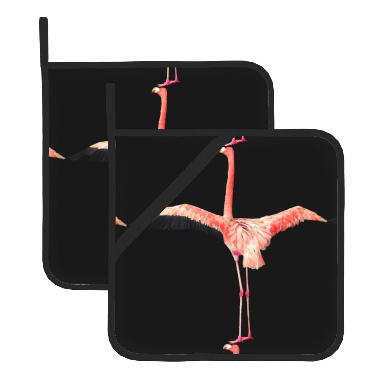 HJFCZH flamingo Prints Square Hot Pads for Kitchen Counter - Waterproof Pot Holders, Durable Heat Resistant Throw Layers for Serving, Oven & BBQ - 2 Pack