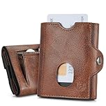 BOSTANTEN Geldbörse Herren, Slim Wallet mit Münzfach für Herren & Damen, RFID-Schutz Kartenetui Kreditkartenetui, Klein Portemonnaie Mini Smart Wallets for Men,Braun