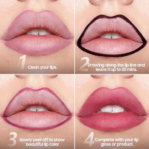 Image of Lip Stain Peel Off Lip Liner - Long Lasting Comfortable Vivid Color Peel Lip Stain Smudge Proof Finish, Create A Charming Vibrant Lip Color Makeup For All Skin Types with All-Day (#06 Black)