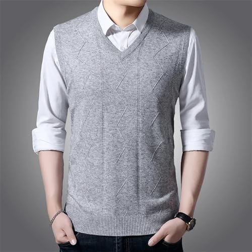 Men's V Neck Sleeveless Sweater Vest Classic Soft Argyle Business Casual Knit Pullover Top4
