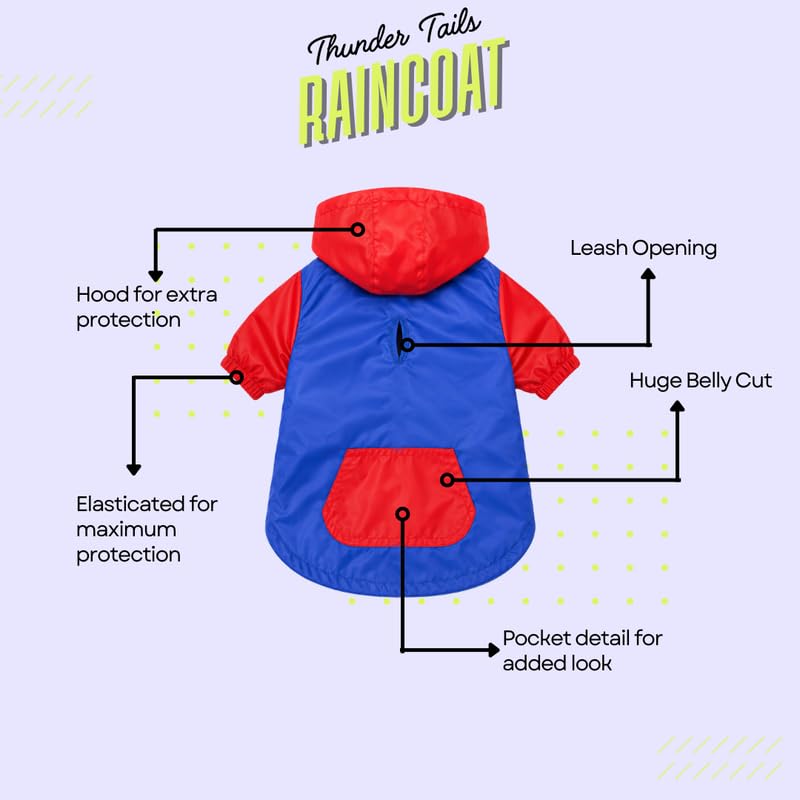 Image of Thunder Tails Dog Raincoat Waterproof Jacket for Dogs with Hood | Double Layer Water Resistant Polyester, Adjustable Fit, Snap Button Closure, Lightweight Pet Rain Wear (Green /Orange, L)