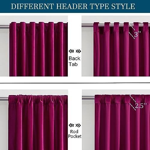 Image of PRIMROSE Hot Pink Velvet Curtains 96 inch Long for Living Room,Set of 2 Panels Blackout Rod Pocket Back Tab Window Treatment Room Darkening Heavy Decorative Curtains Drapes for Bedroom