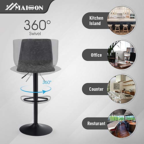 MAISON ARTS Swivel Bar Stools Set of 2 for Kitchen Counter Adjustable Counter Height Bar Chairs with Back Tall Barstools PU Leather Kitchen Island Stools, Brown