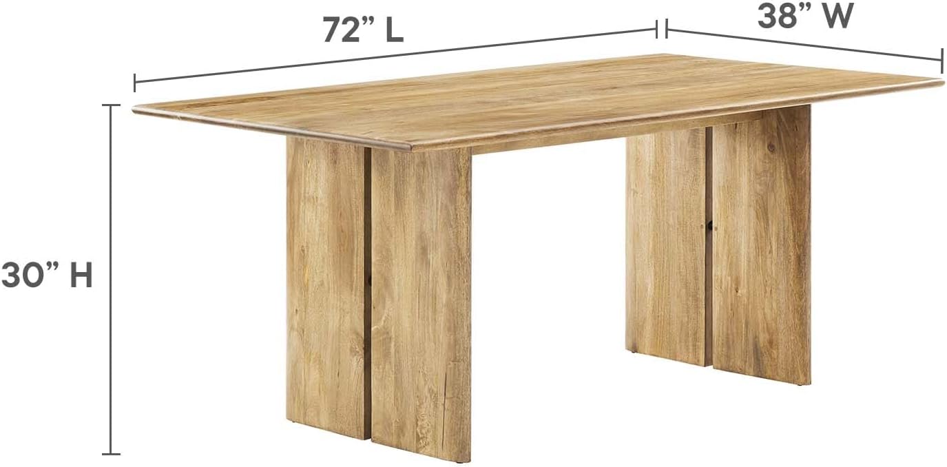Amistad 72" Oak Solid Wood Modern Farmhouse Dining Table