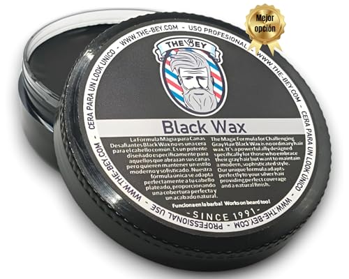 The Bey cera pelo negra anti-canas, resistente al agua, fijación duradera y efecto natural, fácil eliminar con agua y jabón
