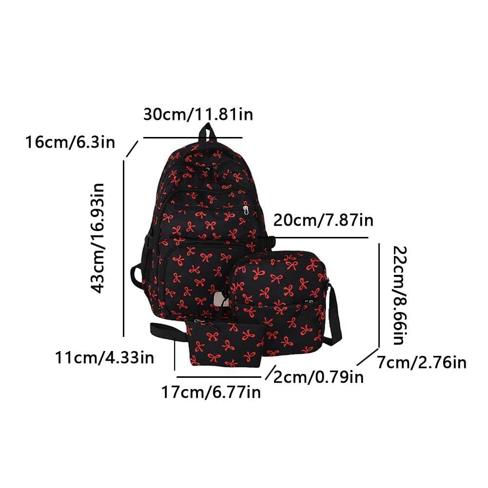 Generico Zaino con fiocco per ragazze, grazioso zaino da college per laptop, zaino da viaggio alla moda con fiocco, zaino casual per bambini, ragazze e ragazzi