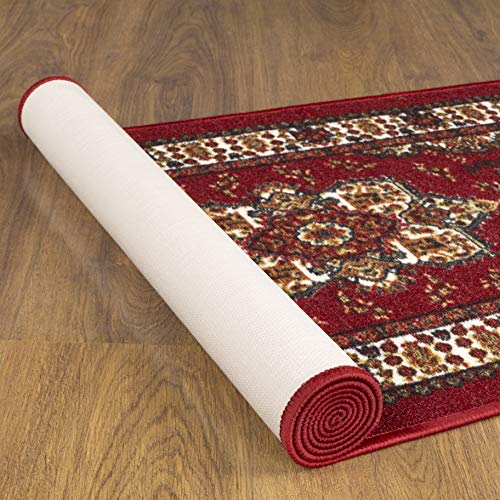 Antep Rugs Alfombras Oriental Traditional 2X7 Non-Skid (Non-Slip) Low Profile Pile Rubber Backing Indoor Area Runner Rugs (Maroon, 2' X 7') #TOP2