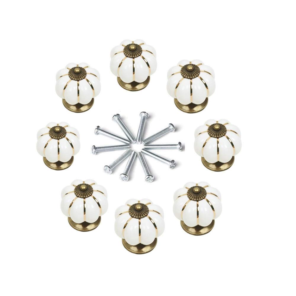 Pomelli In Ceramica Stile Zucca - Set 8 Pezzi Per Mobili Cucina/Bagno - Foto 6