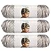 Caron (3 Pack Simply Soft Camo 100% Acrylic Soft Snow Camo White Silver Gray Blend Yarn for Knitting Crocheting Medium #4