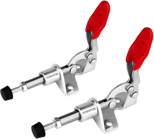 POWERTEC 20323 Abrazadera de palanca de liberación rápida 301A - Capacidad de sujeción de 100 libras con punta de presión de goma, 2 unidades
