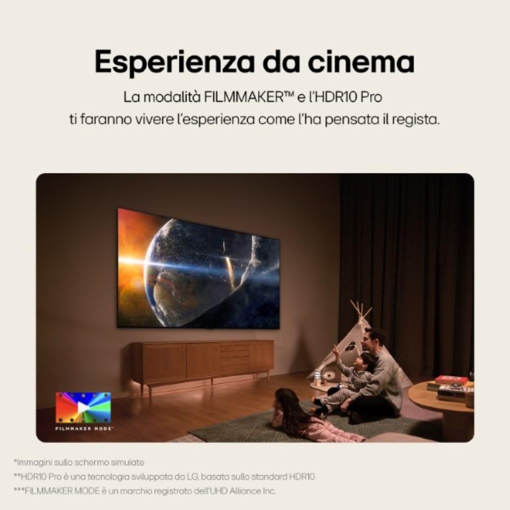 LG UHD 43'', Serie UT73 2024, Smart TV 4K, 43UT73006LA, Processore α5 Gen7, 20W, 3 HDMI, HDR10 Pro, Filmmaker Mode, Game Optimizer, Alexa, Wi-Fi, webOS 24, Sports Portal