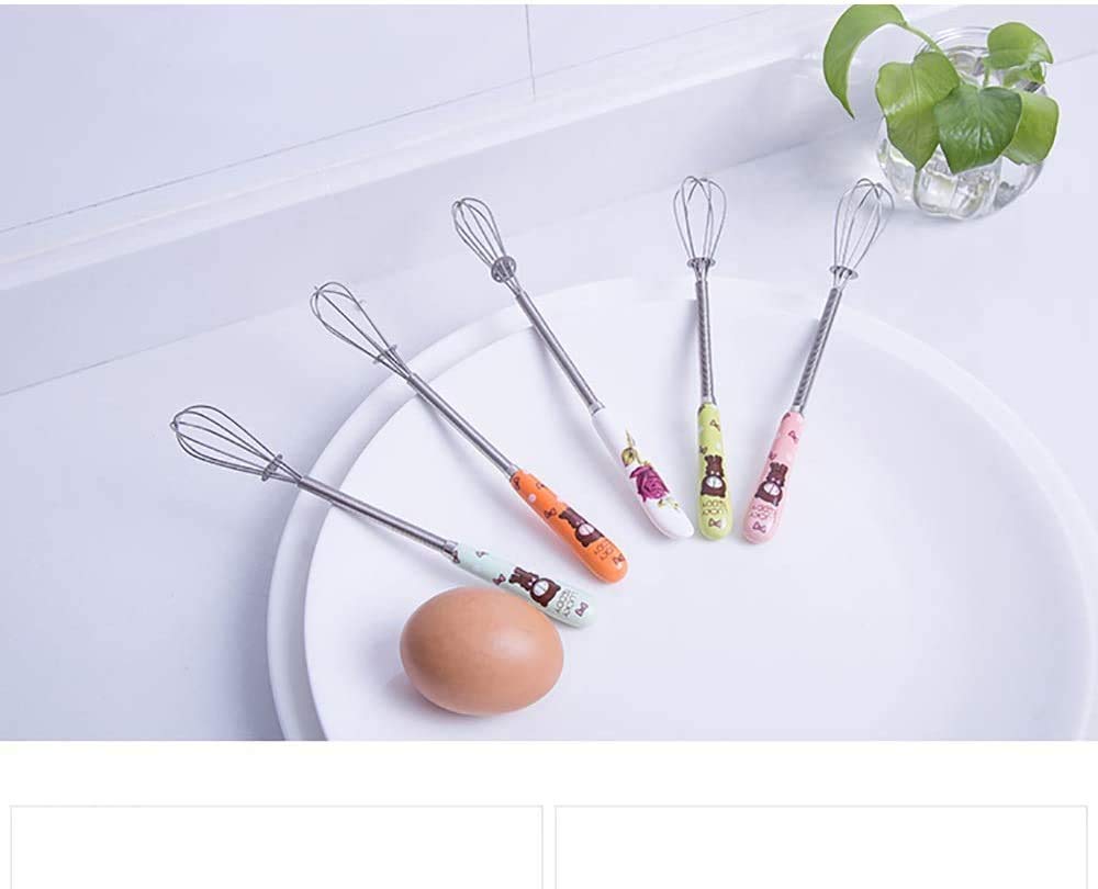 Batidora de Mano, batidora de Huevos, Manual para el hogar, de Mano, de Acero Inoxidable, Mini Varilla para batir, batidora de Huevos, Aparato de Cocina (Color: E)