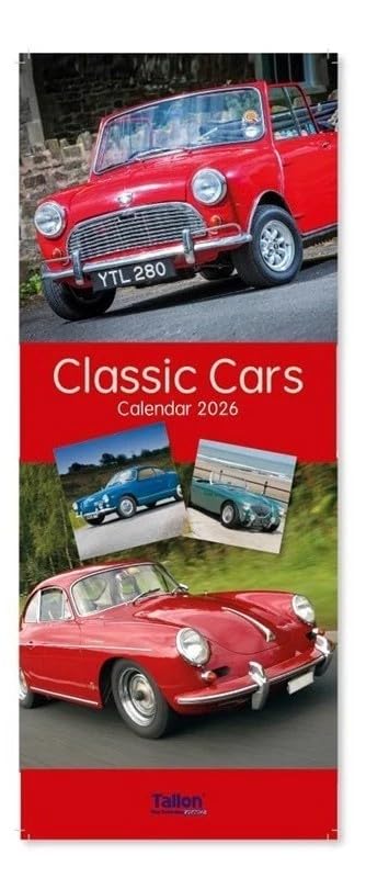 2027 Super Slim Month to View Spiral Bound Hanging Wall Calendar Home Office (Classic Cars) โ image 1