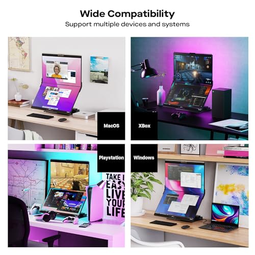 Image of Mobile Pixels Geminos Dual 24 inch Stacked Computer Monitors with 1080P Webcam&Speakers, 65W USB-C Charging, All-Inclusive Vertical Desktop Monitor, HDMI /USB-A /USB-C, Infinitely Adjustable (2 Monitors)