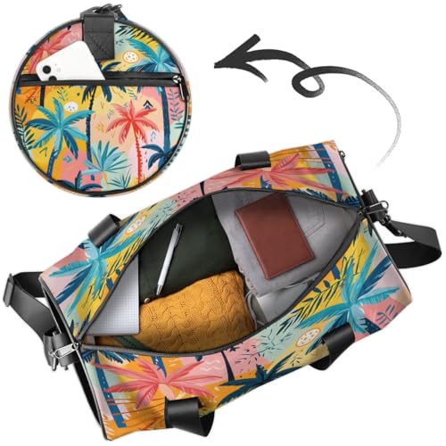 Coconut Tree Tropical Travel Gym Bag Waterproof Sport Dance Bag for Women Men Portable Gymnastics Duffel Bags Canvas Tote Carry on Handbag for Workout Overnight Weekender2