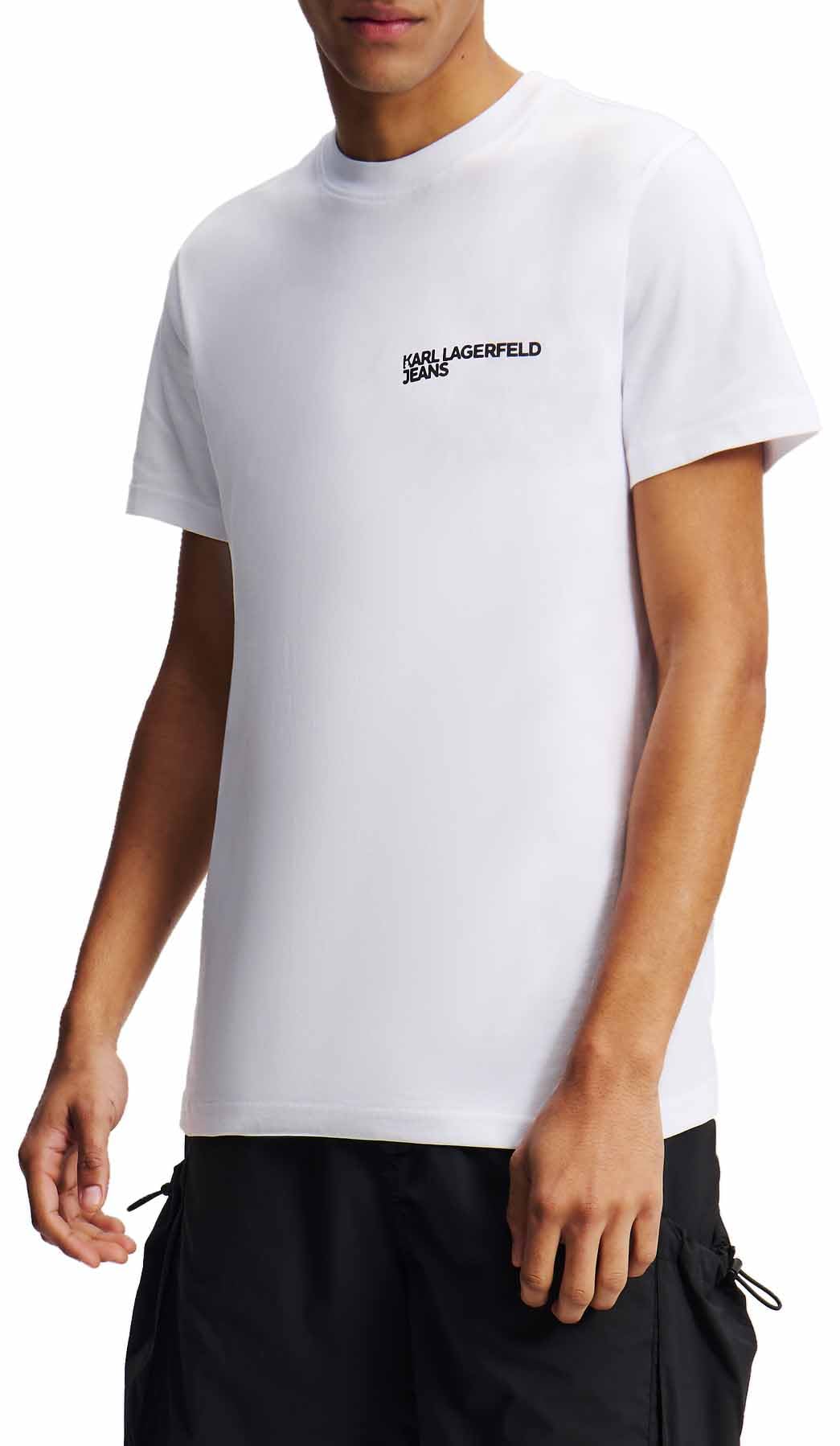 KARL LAGERFELD JEANS, Men's, Slim Short Sleeve Essential Logo Tee, Slim Fit, White, XS