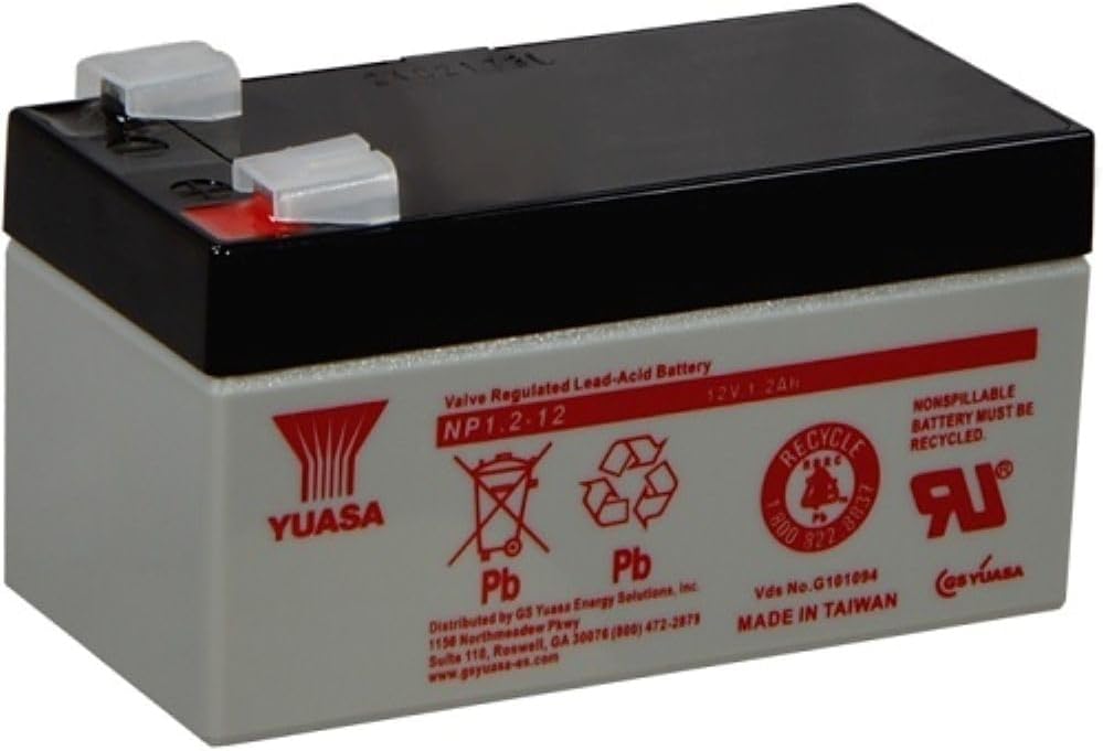 Yuasa NP1.2-12 12V/1.2AH Sealed Lead Acid Battery with F1 Terminal