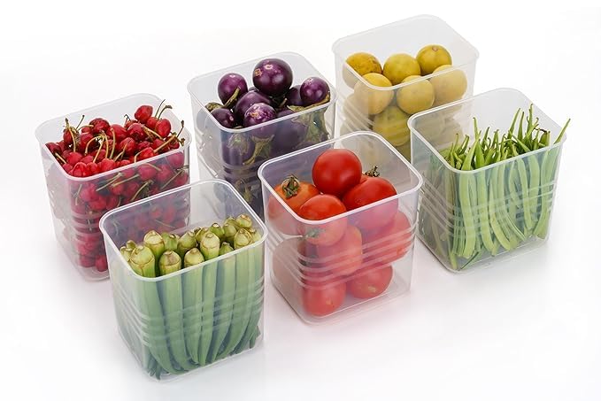 Meteor Fridge Storage Plastic Containers | BPA-Free, Stackable, Transparent Food Organizers for Refrigerator & Kitchen Storage (Pack Of 6) (Transparent Without Lid)-image-18