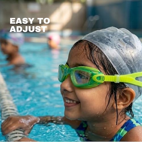 Image of BURNLAB Swimming Goggles for Kids, Clear Vision Pool Goggles for Boys & Girls, Easy Adjustable Strap (green)