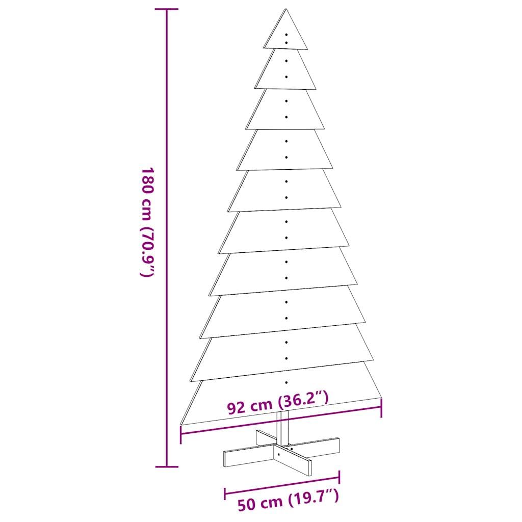 Homgoday Sapin de Noël en bois pour décoration d'intérieur ou d'extérieur - Marron ciré - 180 cm - Pin de Noël avec support en métal