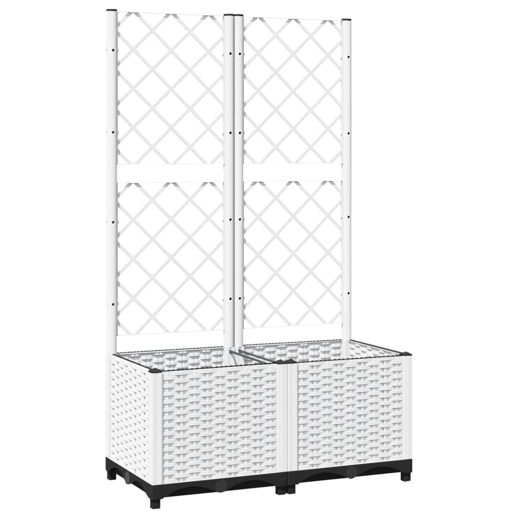 VIDAXL White Polypropylene Garden Planter with Trellis 136 x 40 x 80cm