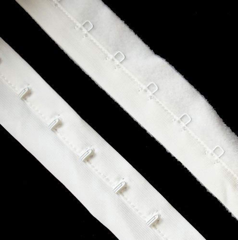 HAND ® HE02 Bra Continuous Hook and Eye Single Plush Backed Polyester/Nylon White Tape - 5 Meters
