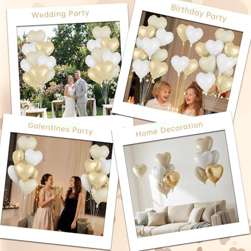 Image of 12 Pcs Colorful Heart Balloons,18 Inch Heart Foil Balloons Love Balloon Valentine Balloon for Birthday Party Wedding Engagement Party Baby Shower Valentine Day Decorations