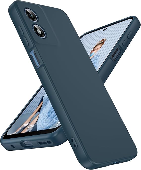 LeYi for Moto-G-Play-2024 Case (XT2413): Soft Silicone with 2 Glass, Blue